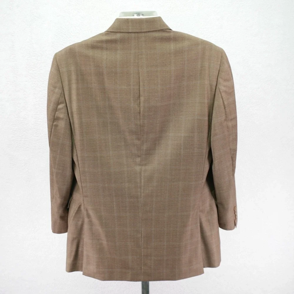 Jack Victor Wool Brown Sharkskin With‎ Blue Windowpane Blazer 40R Valutowood SPJ